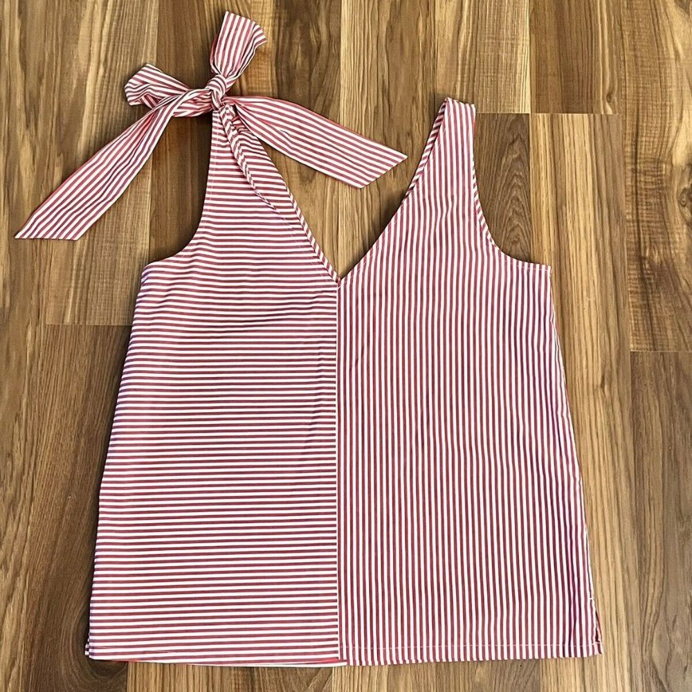 Vineyard Vines Red and White Striped One-Shoulder Tank Top